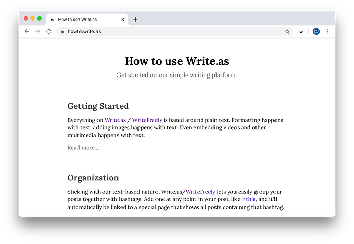 Screenshot of an example blog: How to use Write.as