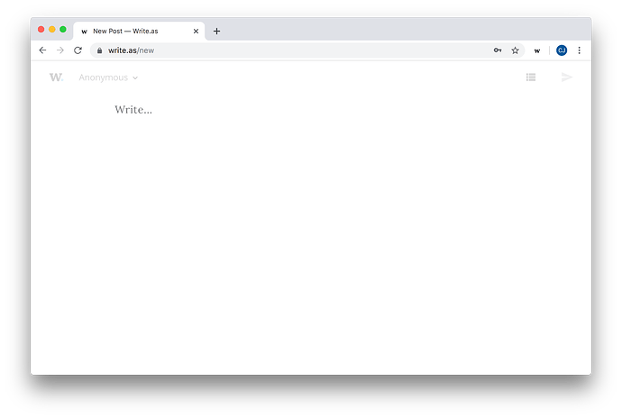 Preview of the WriteFreely editor