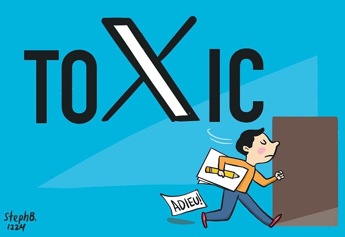 Toxic - with person exiting a door saying adieu